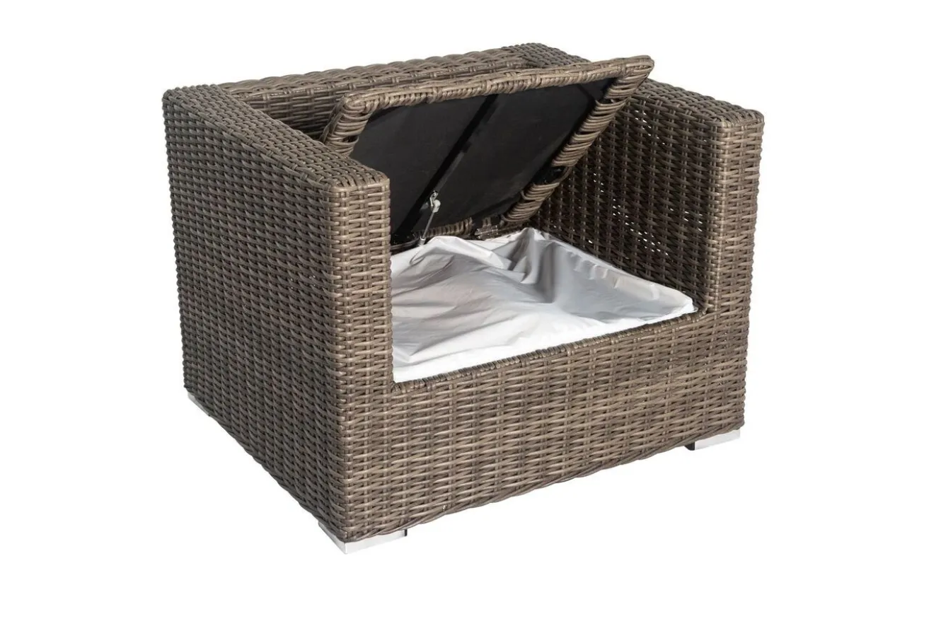 OUTFLEXX Sessel, grau, Polyrattan, 94 x 82 x 70 cm, wasserfeste Kissenbox