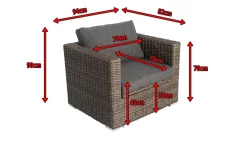 OUTFLEXX Sessel, grau, Polyrattan, 94 x 82 x 70 cm, wasserfeste Kissenbox