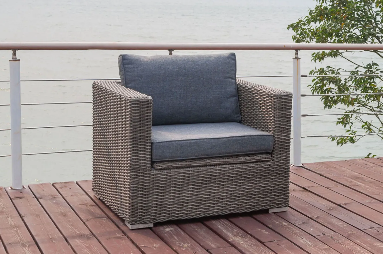 OUTFLEXX Sessel, grau, Polyrattan, 94 x 82 x 70 cm, wasserfeste Kissenbox