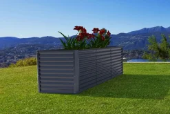 OUTFLEXX Set Hochbeet mit Erweiterungsmodul, anthrazit, Aluminium-Zink-Stahl, 180+80cm