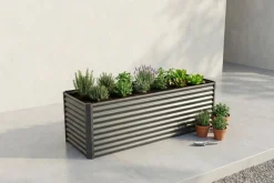 OUTFLEXX Set Hochbeet mit Erweiterungsmodul, anthrazit, Aluminium-Zink-Stahl, 180+80cm