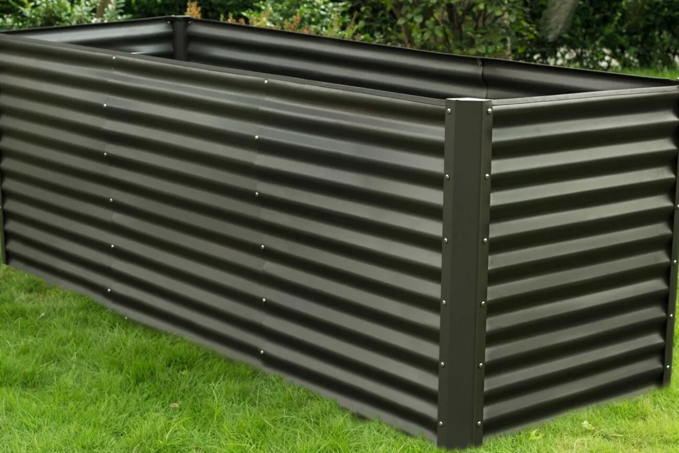 OUTFLEXX Set Hochbeet mit Erweiterungsmodul, anthrazit, Aluminium-Zink-Stahl, 180+80cm