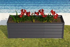 OUTFLEXX Set Hochbeet mit Erweiterungsmodul, anthrazit, Aluminium-Zink-Stahl, 180+80cm