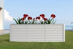 OUTFLEXX Set Hochbeet mit Erweiterungsmodul, silber, Aluminium-Zink-Stahl, 180+80cm