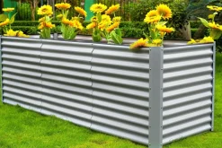 OUTFLEXX Set Hochbeet mit Erweiterungsmodul, silber, Aluminium-Zink-Stahl, 180+80cm