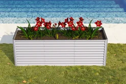 OUTFLEXX Set Hochbeet mit Erweiterungsmodul, silber, Aluminium-Zink-Stahl, 180+80cm