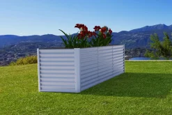 OUTFLEXX Set Hochbeet mit Erweiterungsmodul, silber, Aluminium-Zink-Stahl, 180+80cm
