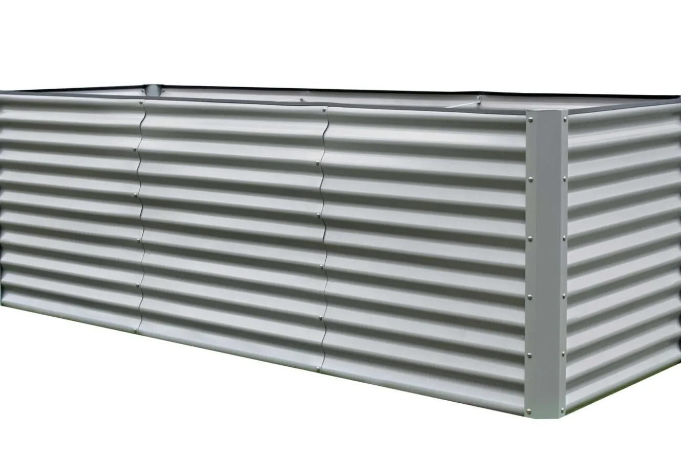 OUTFLEXX Set Hochbeet mit Erweiterungsmodul, silber, Aluminium-Zink-Stahl, 180+80cm