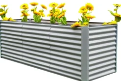 OUTFLEXX Set Hochbeet mit Erweiterungsmodul, silber, Aluminium-Zink-Stahl, 180+80cm