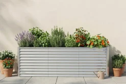 OUTFLEXX Set Hochbeet mit Erweiterungsmodul, silber, Aluminium-Zink-Stahl, 180+80cm
