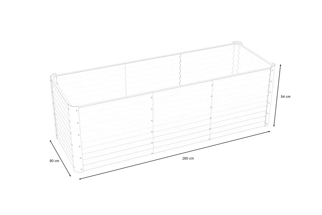 OUTFLEXX Set Hochbeet mit Erweiterungsmodul, silber, Aluminium-Zink-Stahl, 180+80cm