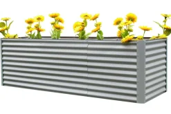 OUTFLEXX Set Hochbeet mit Erweiterungsmodul, silber, Aluminium-Zink-Stahl, 120+80cm