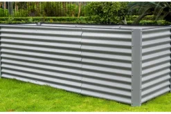 OUTFLEXX Set Hochbeet mit Erweiterungsmodul, silber, Aluminium-Zink-Stahl, 120+80cm