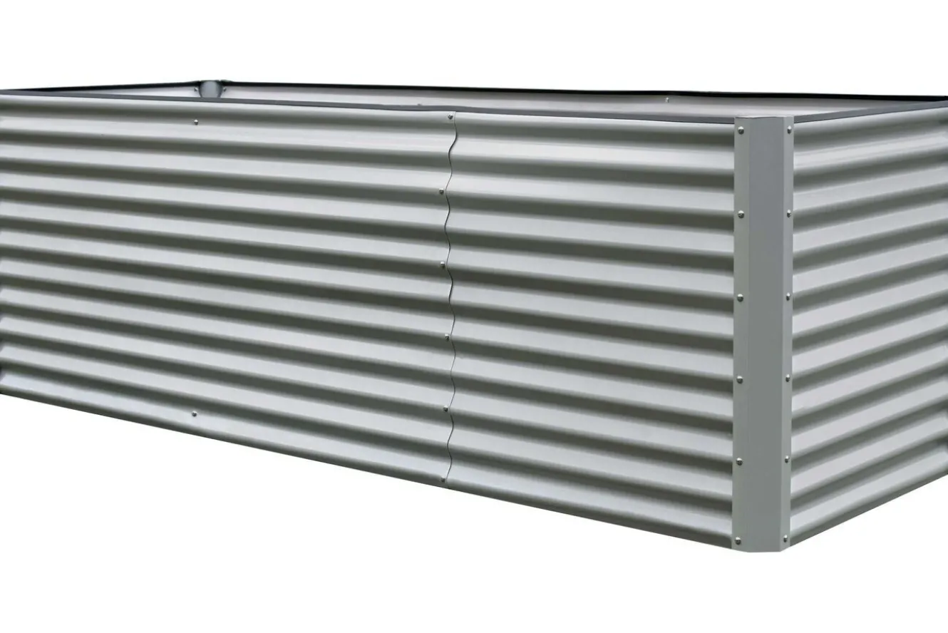 OUTFLEXX Set Hochbeet mit Erweiterungsmodul, silber, Aluminium-Zink-Stahl, 120+80cm