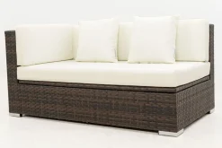 OUTFLEXX 2-Sitzer Ecksofa, braun marmoriert, Polyrattan, 145 x 85 x 70 cm, wasserfeste Kissenbox, Armlehne re.