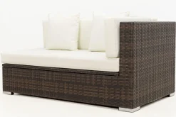 OUTFLEXX 2-Sitzer Ecksofa, braun marmoriert, Polyrattan, 145 x 85 x 70 cm, wasserfeste Kissenbox, Armlehne li.