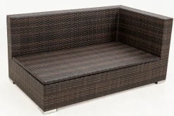 OUTFLEXX 2-Sitzer Ecksofa, braun marmoriert, Polyrattan, 145 x 85 x 70 cm, wasserfeste Kissenbox, Armlehne li.