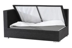 OUTFLEXX 2-Sitzer Ecksofa, creme/weiß, schwarz, Polyrattan, 145x85x70cm, Armlehne rechts, wasserfeste Kissenbox