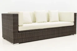OUTFLEXX 3-Sitzer Sofa, braun marmoriert, Polyrattan, 210 x 85 x 70 cm, wasserfeste Kissenbox