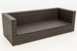 OUTFLEXX 3-Sitzer Sofa, braun marmoriert, Polyrattan, 210 x 85 x 70 cm, wasserfeste Kissenbox