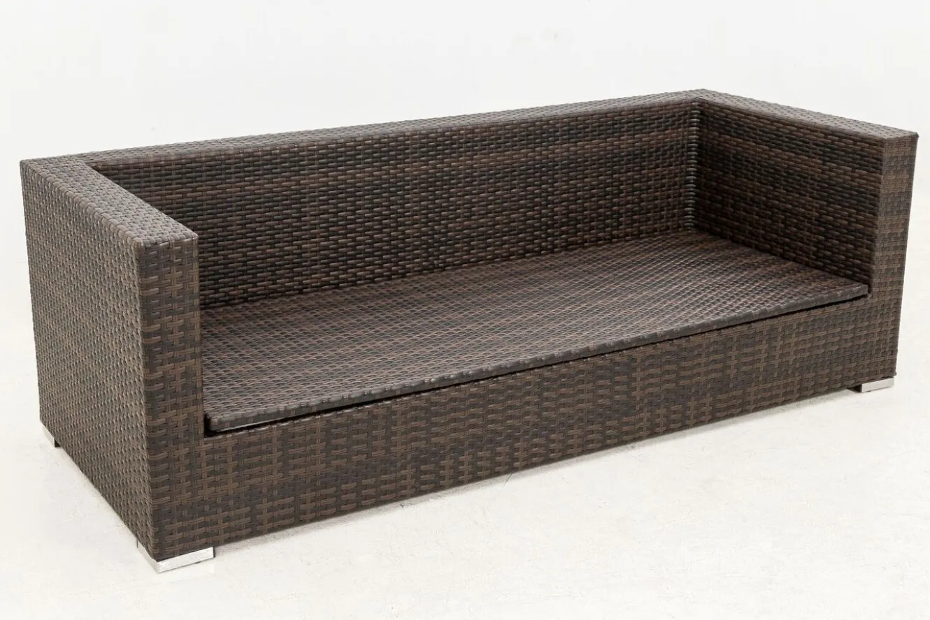 OUTFLEXX 3-Sitzer Sofa, braun marmoriert, Polyrattan, 210 x 85 x 70 cm, wasserfeste Kissenbox