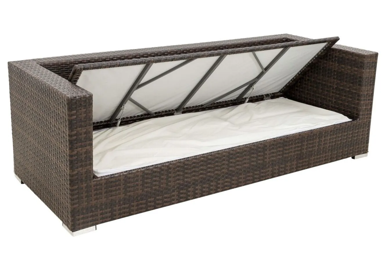 OUTFLEXX 3-Sitzer Sofa, braun marmoriert, Polyrattan, 210 x 85 x 70 cm, wasserfeste Kissenbox