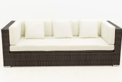 OUTFLEXX 3-Sitzer Sofa, braun marmoriert, Polyrattan, 210 x 85 x 70 cm, wasserfeste Kissenbox