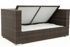 OUTFLEXX 2-Sitzer Sofa, braun marmoriert, Polyrattan, 152 x 85 x 70 cm, wasserfeste Kissenbox