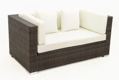 OUTFLEXX 2-Sitzer Sofa, braun marmoriert, Polyrattan, 152 x 85 x 70 cm, wasserfeste Kissenbox