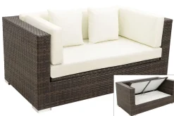 OUTFLEXX 2-Sitzer Sofa, braun marmoriert, Polyrattan, 152 x 85 x 70 cm, wasserfeste Kissenbox