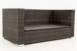 OUTFLEXX 2-Sitzer Sofa, braun marmoriert, Polyrattan, 152 x 85 x 70 cm, wasserfeste Kissenbox