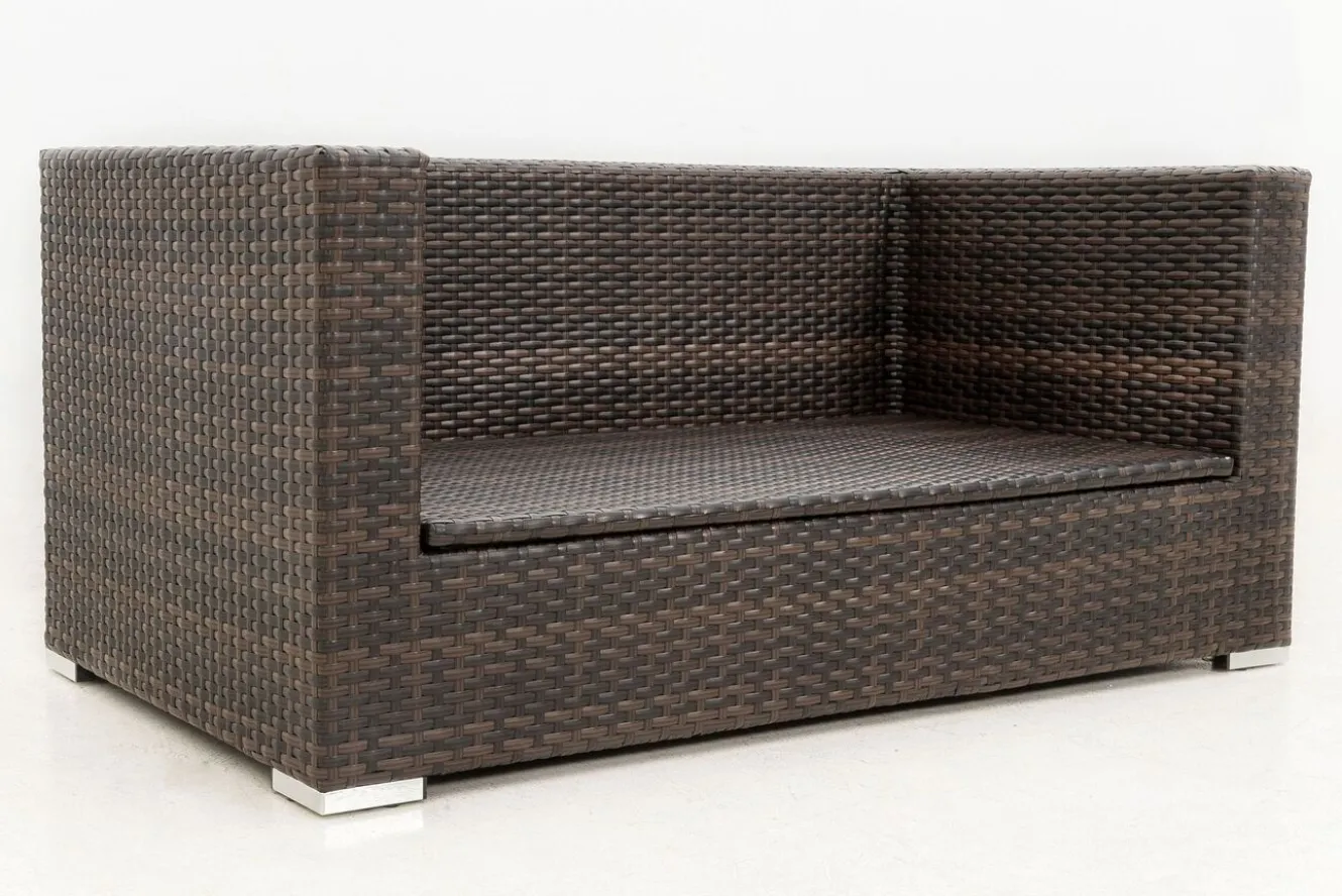 OUTFLEXX 2-Sitzer Sofa, braun marmoriert, Polyrattan, 152 x 85 x 70 cm, wasserfeste Kissenbox