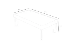 OUTFLEXX Skagen Couchtisch, Anthrazit, Teak/Aluminium, 125x65 cm, Pflegeleicht