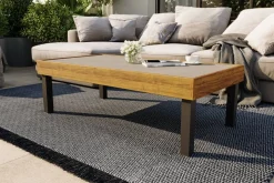 OUTFLEXX Skagen Couchtisch, Anthrazit, Teak/Aluminium, 125x65 cm, Pflegeleicht