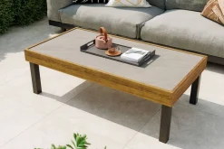 OUTFLEXX Skagen Couchtisch, Anthrazit, Teak/Aluminium, 125x65 cm, Pflegeleicht