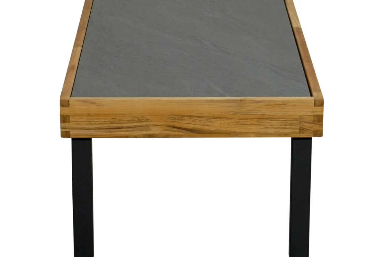 OUTFLEXX Skagen Couchtisch, Anthrazit, Teak/Aluminium, 125x65 cm, Pflegeleicht