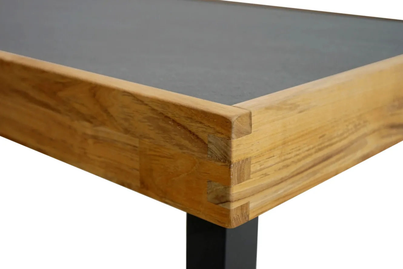 OUTFLEXX Skagen Couchtisch, Anthrazit, Teak/Aluminium, 125x65 cm, Pflegeleicht