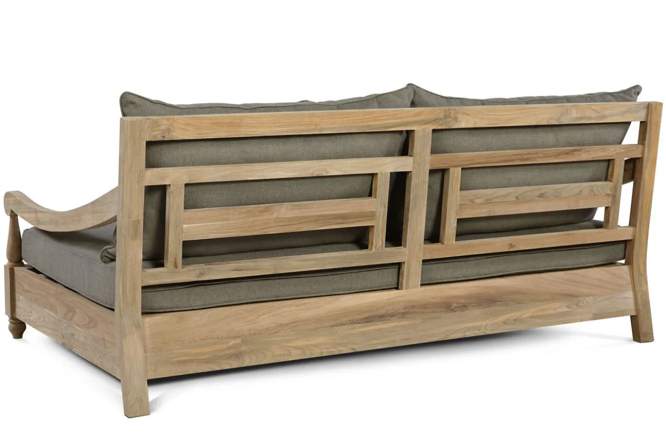 OUTFLEXX Sofa, natur, recyceltes Teak, 190x112x82cm 2 Sitzer, inkl. Kissen, mit Armlehnen, FSC®-zertifiziertes Produkt