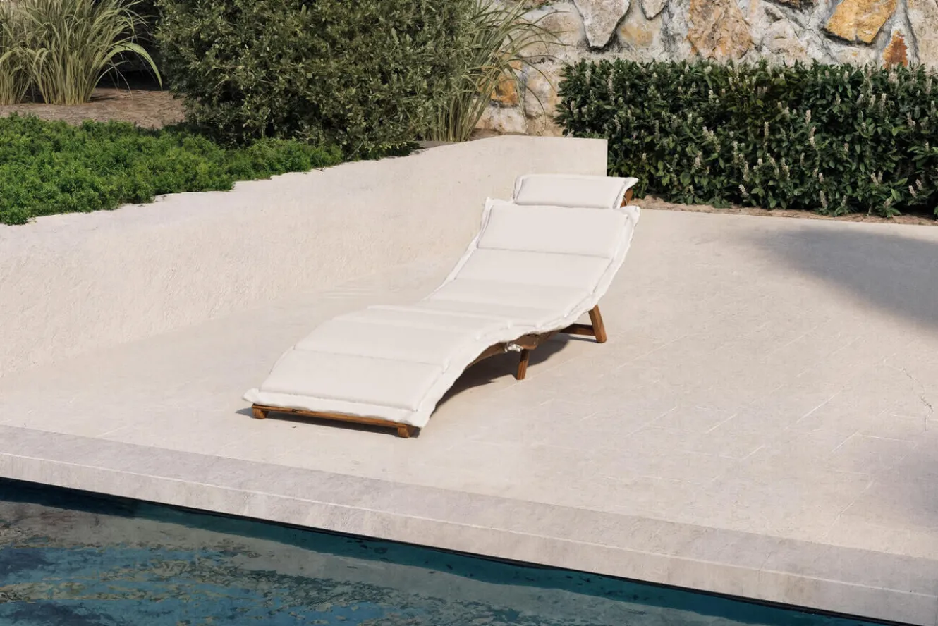 OUTFLEXX Sonnenliege, Akazie/Polyester, 186 x 55 x 21 cm, inkl. Auflage, FSC®-zertifiziertes Produkt