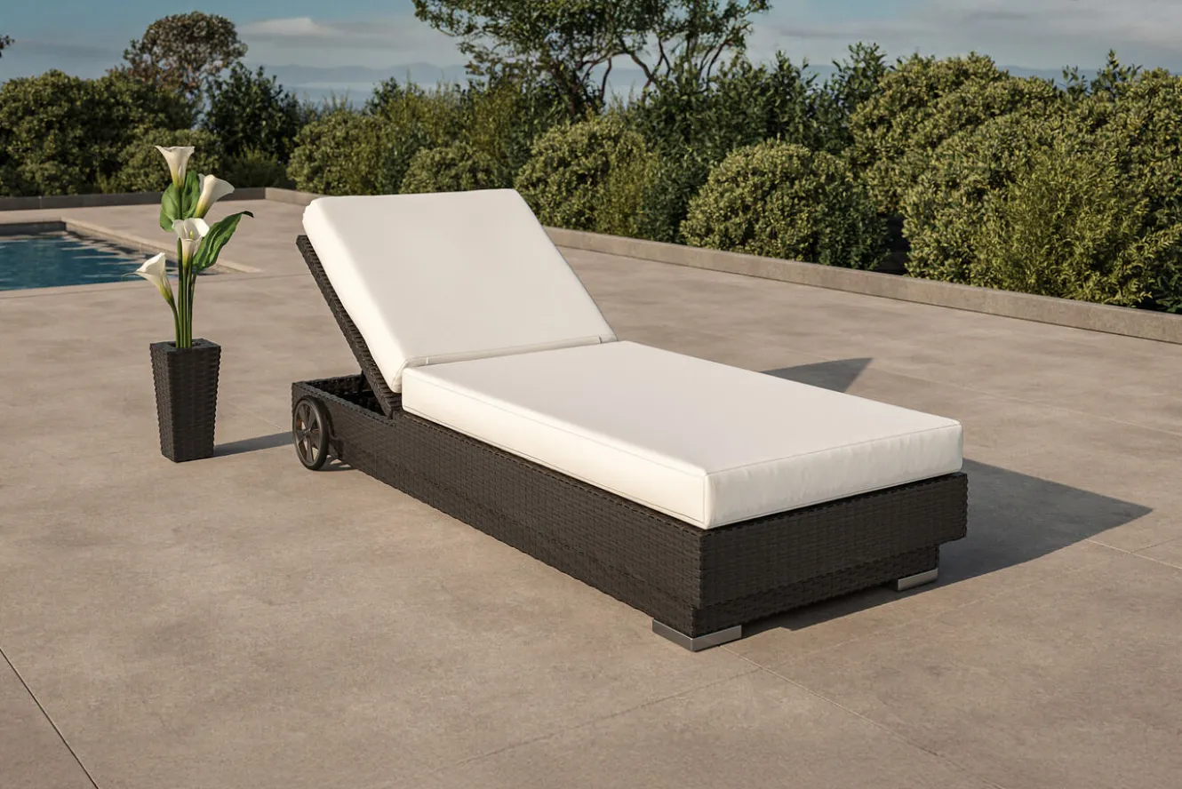 OUTFLEXX Sonnenliege, creme/weiß, schwarz, Polyrattan, 200x80x37,5cm, inkl. Polster, Rückenlehne 4-stufig verstellbar