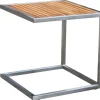 OUTFLEXX Sonnenliegen-Set, schwarz, Edelstahl/Teak, 195,5x74x35cm, mit Armlehnen, inkl. Beistelltisch 45x45cm, FSC®-zertifiziertes Produkt