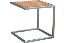OUTFLEXX Sonnenliegen-Set, schwarz, Edelstahl/Teak, 195,5x74x35cm, mit Armlehnen, inkl. Beistelltisch 45x45cm, FSC®-zertifiziertes Produkt