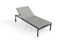 OUTFLEXX Sonnenliege, Schwarz, Aluminium, pflegeleicht, korrosionsbeständig, mit Fußkappen, hohe Belastbarkeit, witterungsbeständig