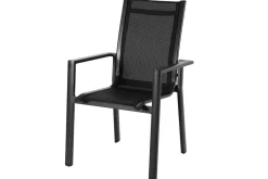 OUTFLEXX Stapelsessel, anthrazit matt/schwarz, Alu/Textilene, 60x69x93,5cm