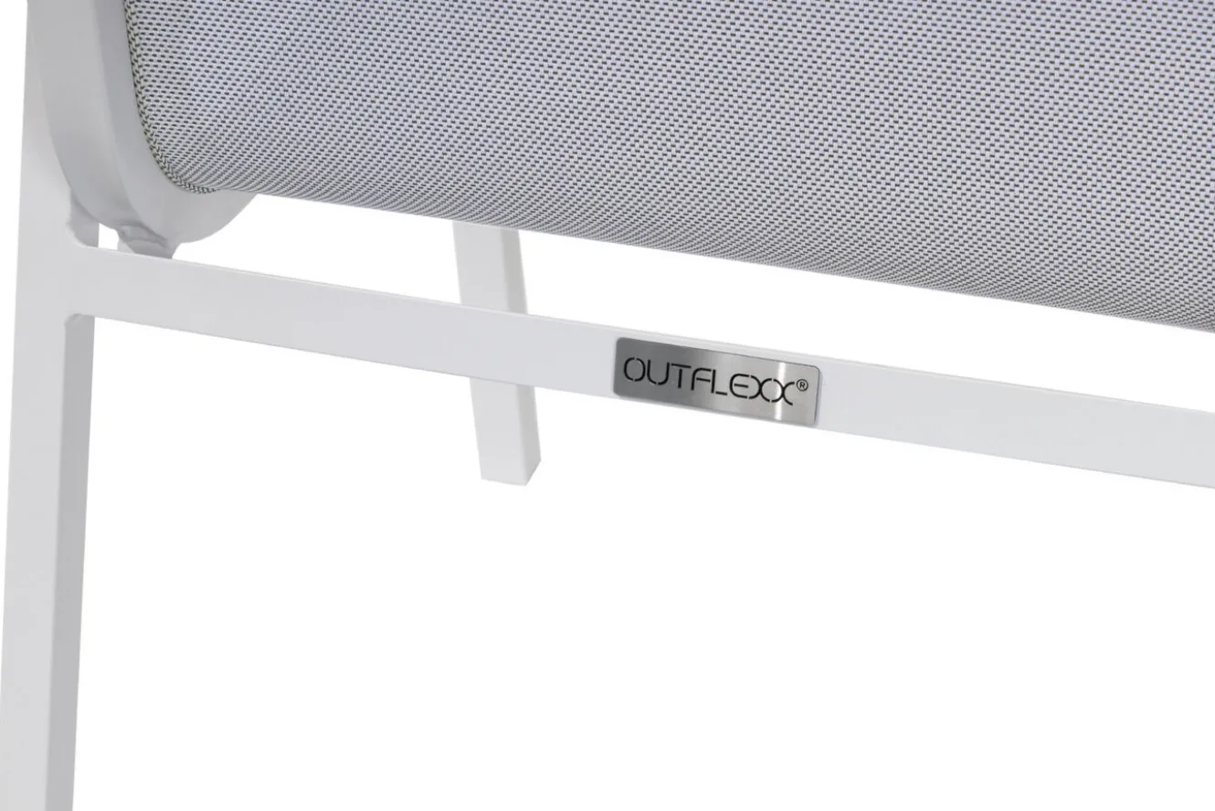 OUTFLEXX Stapelsessel, creme/weiß pulverbeschichtet, Alu/Textilene, langlebiges Material, stapelbar