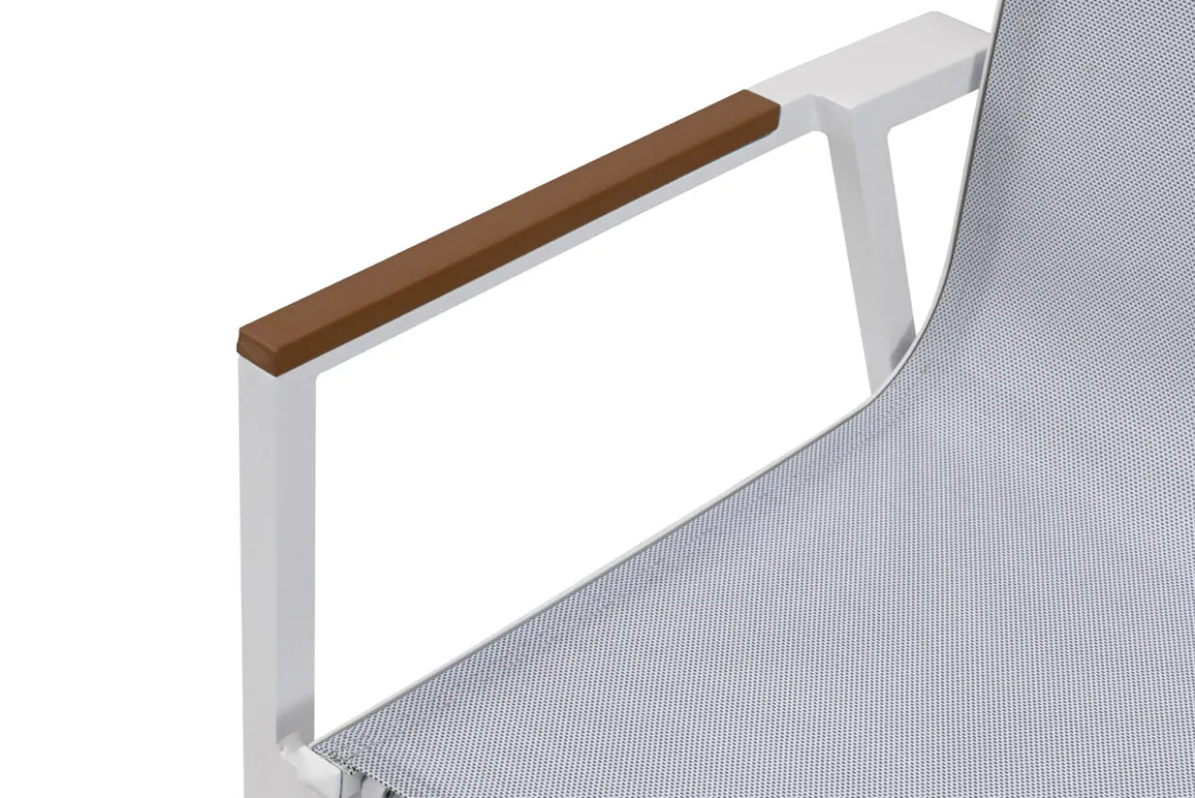 OUTFLEXX Stapelsessel, creme/weiß pulverbeschichtet, Alu/Textilene, langlebiges Material, stapelbar