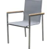 OUTFLEXX Stapelsessel, taupe, Edelstahl/Textilene, Armlehnen aus Teak, 62x56x88cm