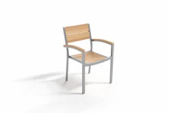OUTFLEXX Stapelstuhl, silber/naturbelassen, Edelstahl/Teak, stapelbar, gebürstet, FSC®-zertifiziertes Produkt