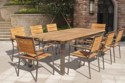 OUTFLEXX Stapelstuhl, Teakholz/Edelstahl, 57x57x85cm, FSC®-zertifiziertes Produkt