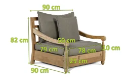 OUTFLEXX Stuhl, natur, recyceltes Teak, 90X90x82cm, inkl. Kissen, mit Armlehnen, FSC®-zertifiziertes Produkt